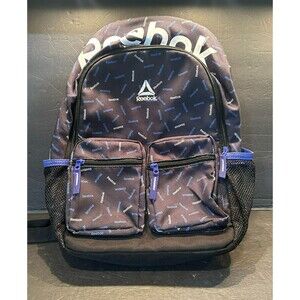 Reebok Sienna Logo Unisex Large Black & Purple Padded/laptop Backpack 15"x12"x5"